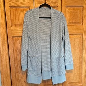 Women's Light Blue Open-Front Sweater